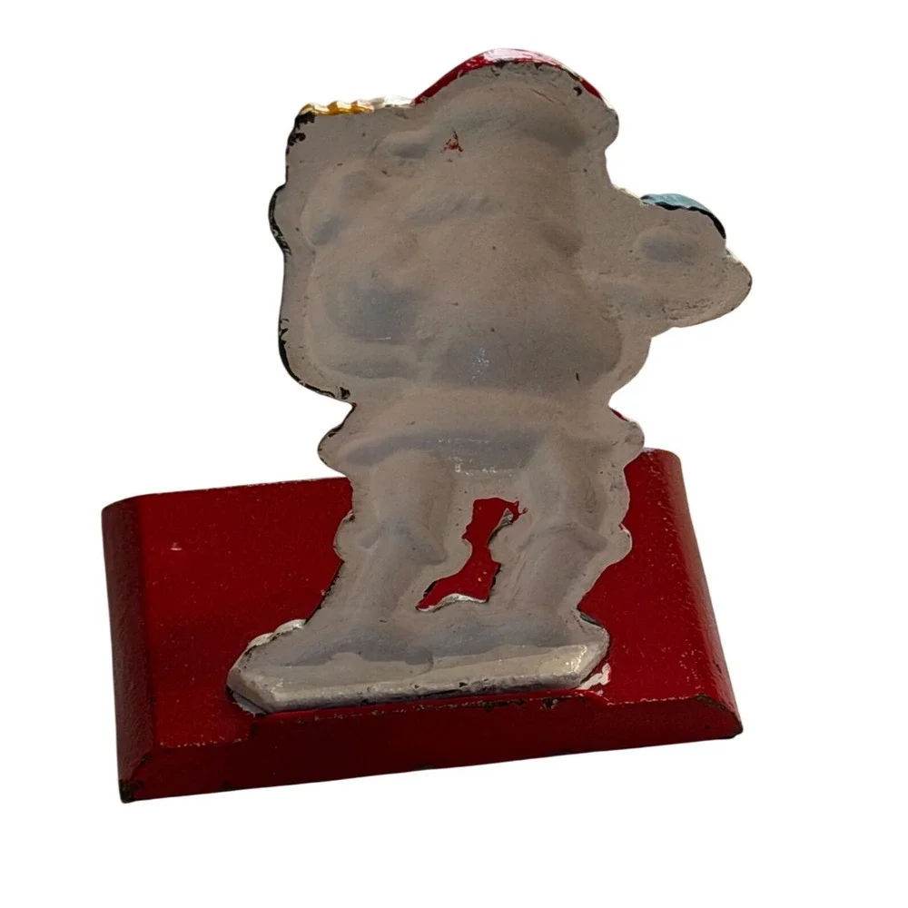 Vintage‎ Cast Iron Santa Claus Stocking Holder Mantle Hook Christmas Decor Retro